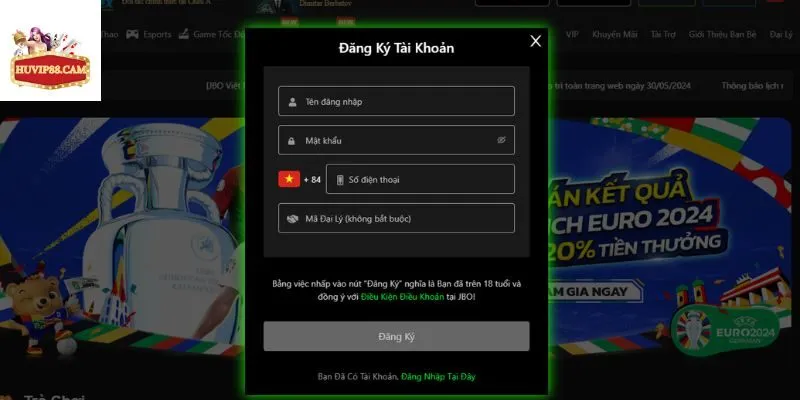 Cách cách đăng ký Huvip88 trên máy tính đơn giản
